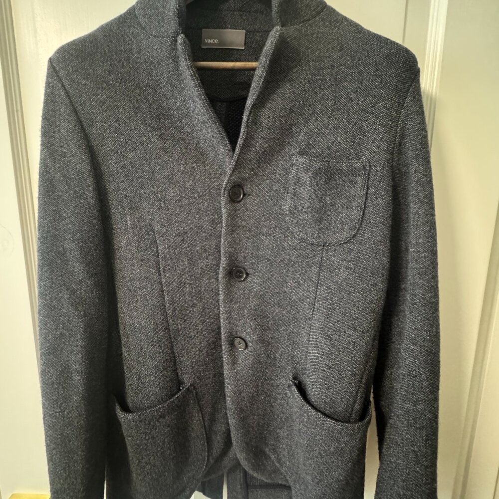 Men's Vince wool blend coat in charcoal gray, small